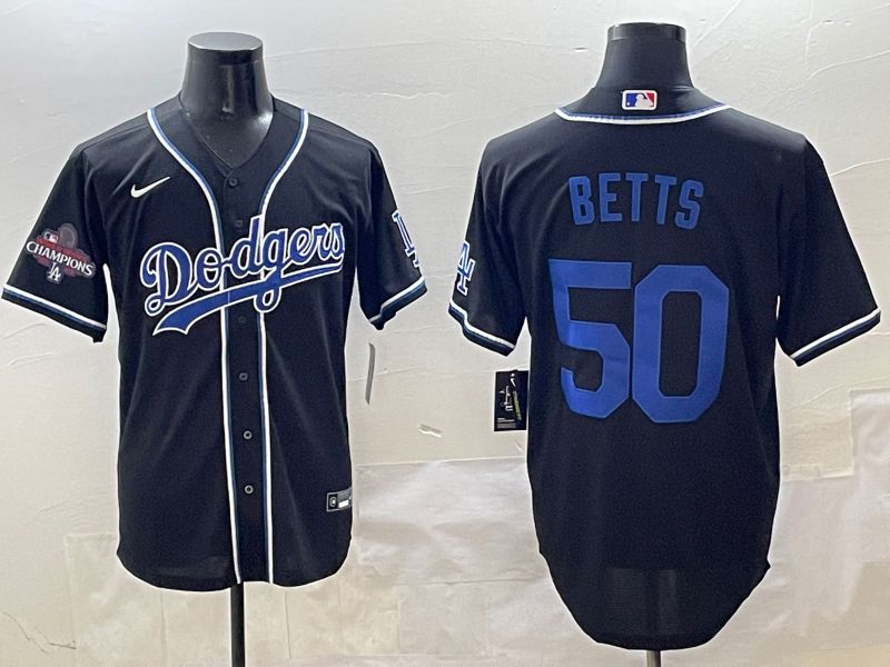 Men 2025 Los Angeles Dodgers 50 Betts Black Three generations Fashion Nike MLB Jersey style 12